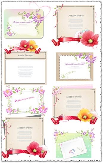 Flower border vector banners