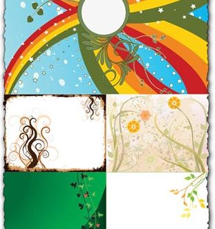 Curly floral design with abstract backgrounds