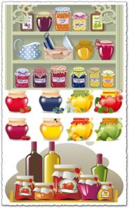 Food jars and seasoning supplies vectors