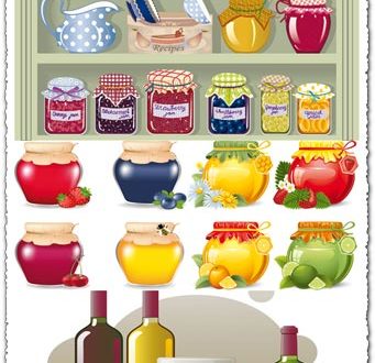 Food jars and seasoning supplies vectors