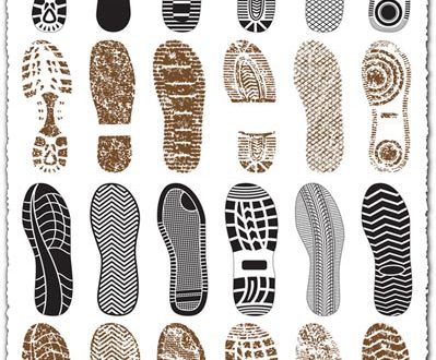 Footwear shoe prints vectors