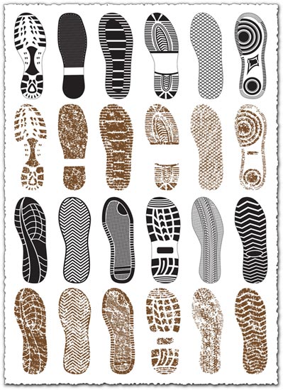 Footwear shoe prints vectors