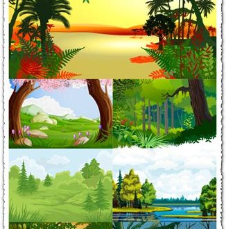 Forest and jungle landscapes vector