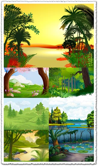 Forest and jungle landscapes vector