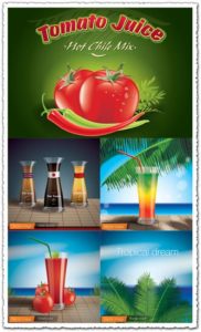 Freshly squeezed fruit and vegetable juices vectors