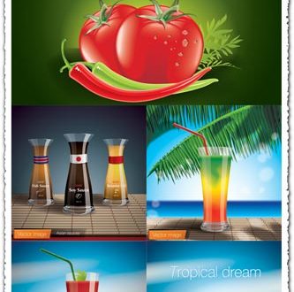 Freshly squeezed fruit and vegetable juices vectors