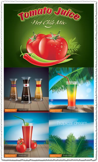 Freshly squeezed fruit and vegetable juices vectors