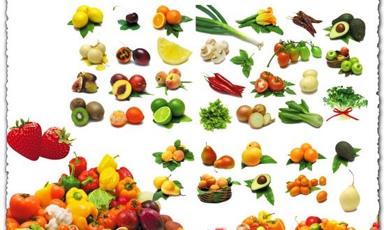 Photoshop fruit and vegetables PSD