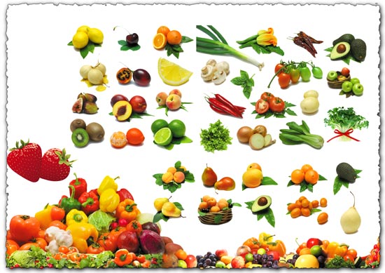 Photoshop fruit and vegetables PSD