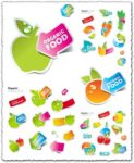 Fruits and vegetables vector stickers
