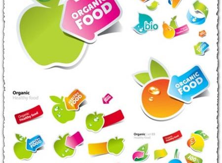 Fruits and vegetables vector stickers
