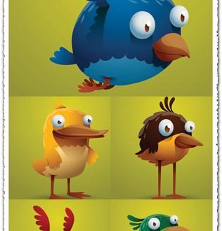 Funny cartoon birds vector