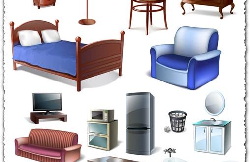 Furniture bedroom vector objects