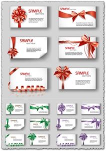 Gift cards with colored bows vectors