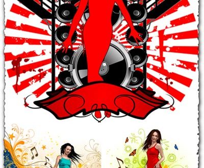 Dancing girls with interactive background vectors