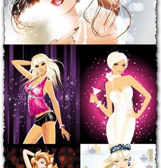 Glamour and fashion vector girls