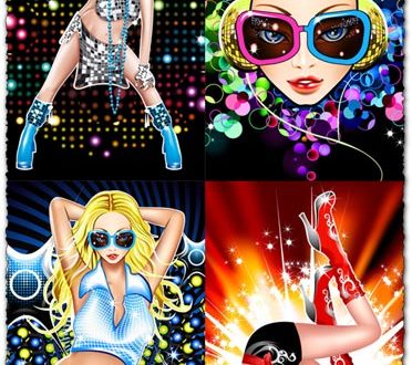 Glamour dancing girls vectors
