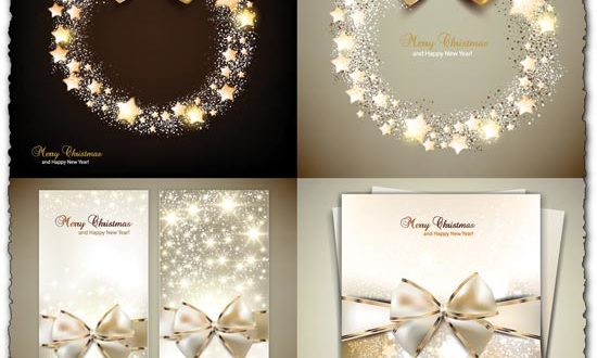 Golden ribbons for banners and cards vectors