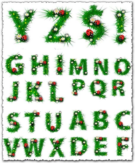 Grass alphabet letters vector