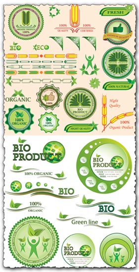 Green eco labels vectors