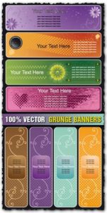 Grunge banners with curly effects vectors