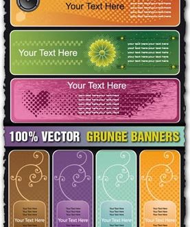 Grunge banners with curly effects vectors