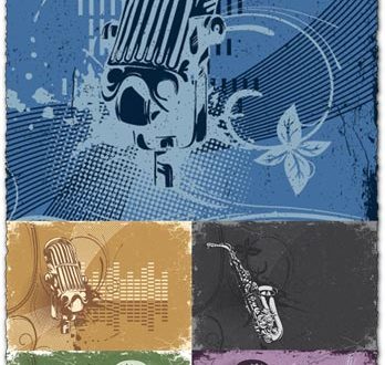 Grunge headphones and microphone templates