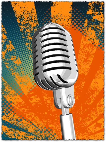 Grunge microphone vector design