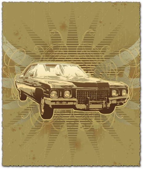Grunge old car vector template