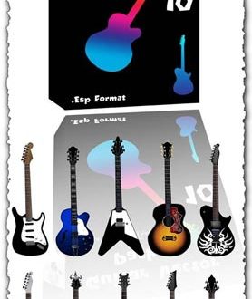 Electric and classic guitar vectors