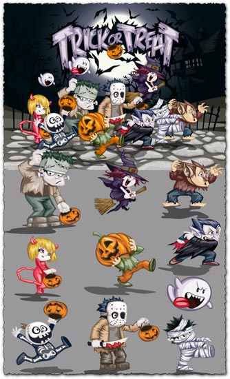 Halloween evil characters vectors