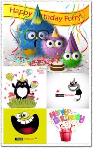 Happy birthday postcards vectors