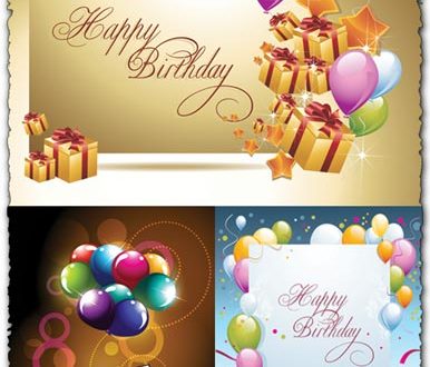 Happy Birthday vector postcards