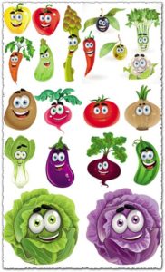 Happy vegetables cartoon vectors