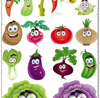 Happy vegetables cartoon vectors