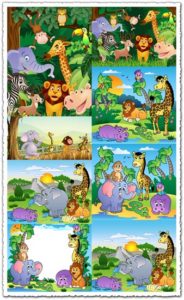 Happy zoo animals vectors