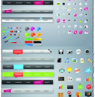 Headers buttons and icons for web designers