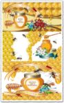 Honey cups and bees vectors