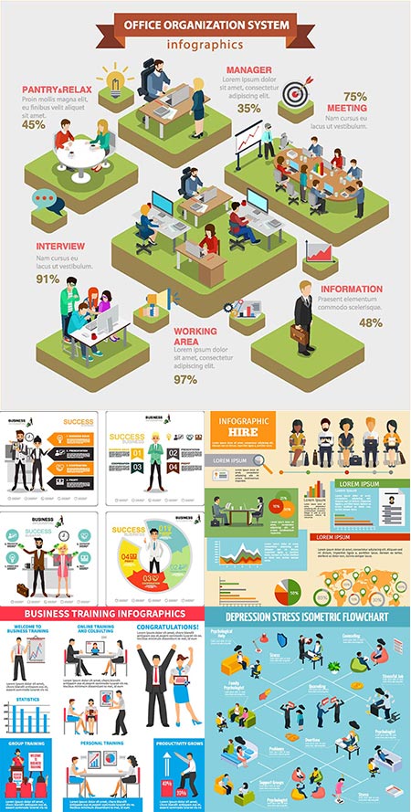 Human interaction in offices vectors