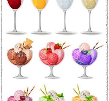 Ice cream cocktails vectors