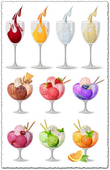 Ice cream cocktails vectors