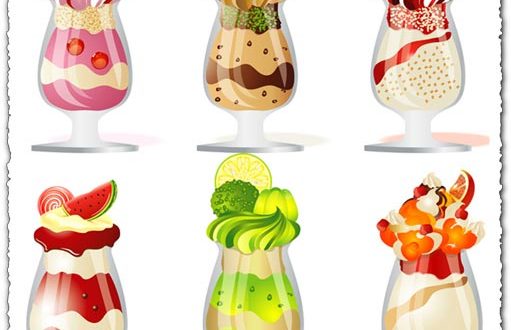 Ice cream in cup glasses vectors