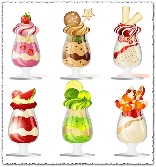 Ice cream in cup glasses vectors