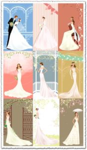 Illustration wedding bride card vector