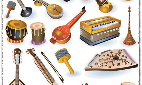 Indian music instruments vectors
