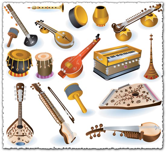 Indian music instruments vectors