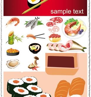 Japanese seafood vectors