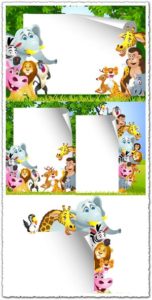 Jungle animals cards for kids vectors