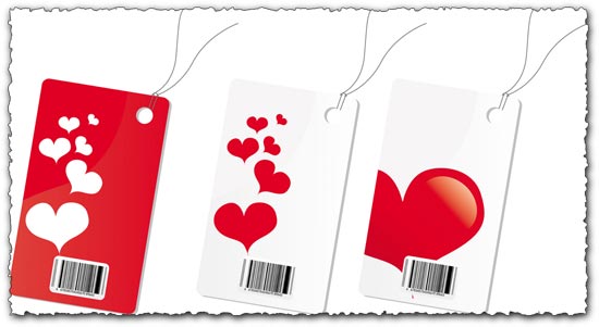 Labels with hearts vector
