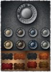 Metallic buttons and leather labels for jeans vectors